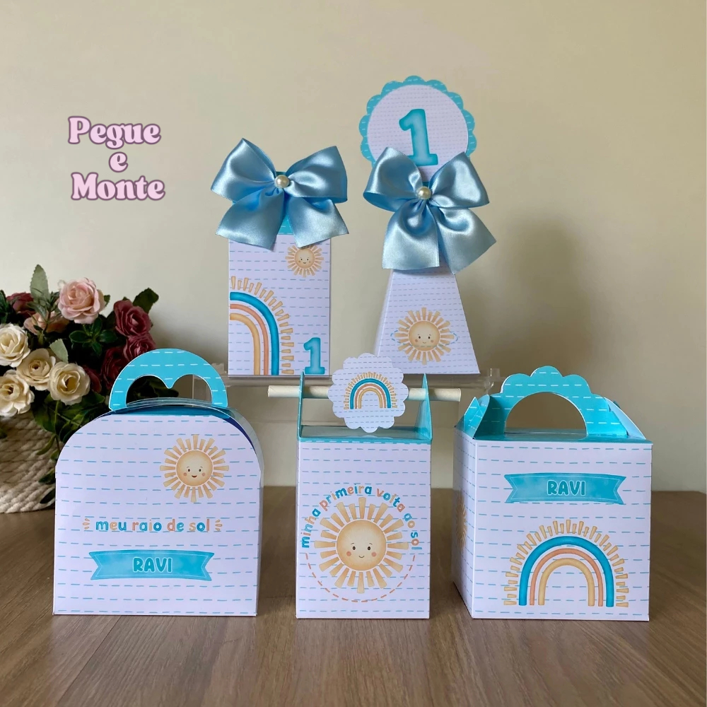 Kit Personalizados Primeira volta ao sol/ Kit Festa Caixinhas Personalizadas Lembrancinha Mimos Aniversário