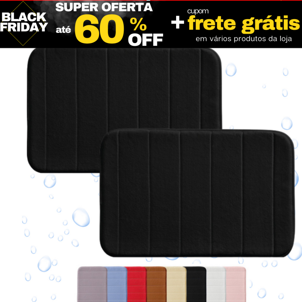 Kit 2 Tapetes de Banheiro Lavabo Antiderrapante Super Soft Absorvente