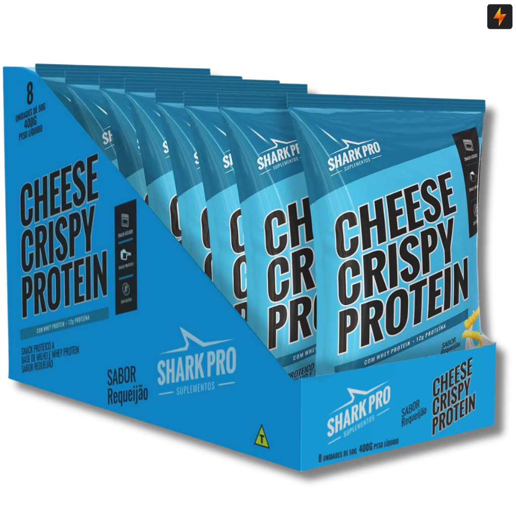 Kit 8x Salgadinhos Shark Pro 50g – Crispy Protein em Oferta na Shopee