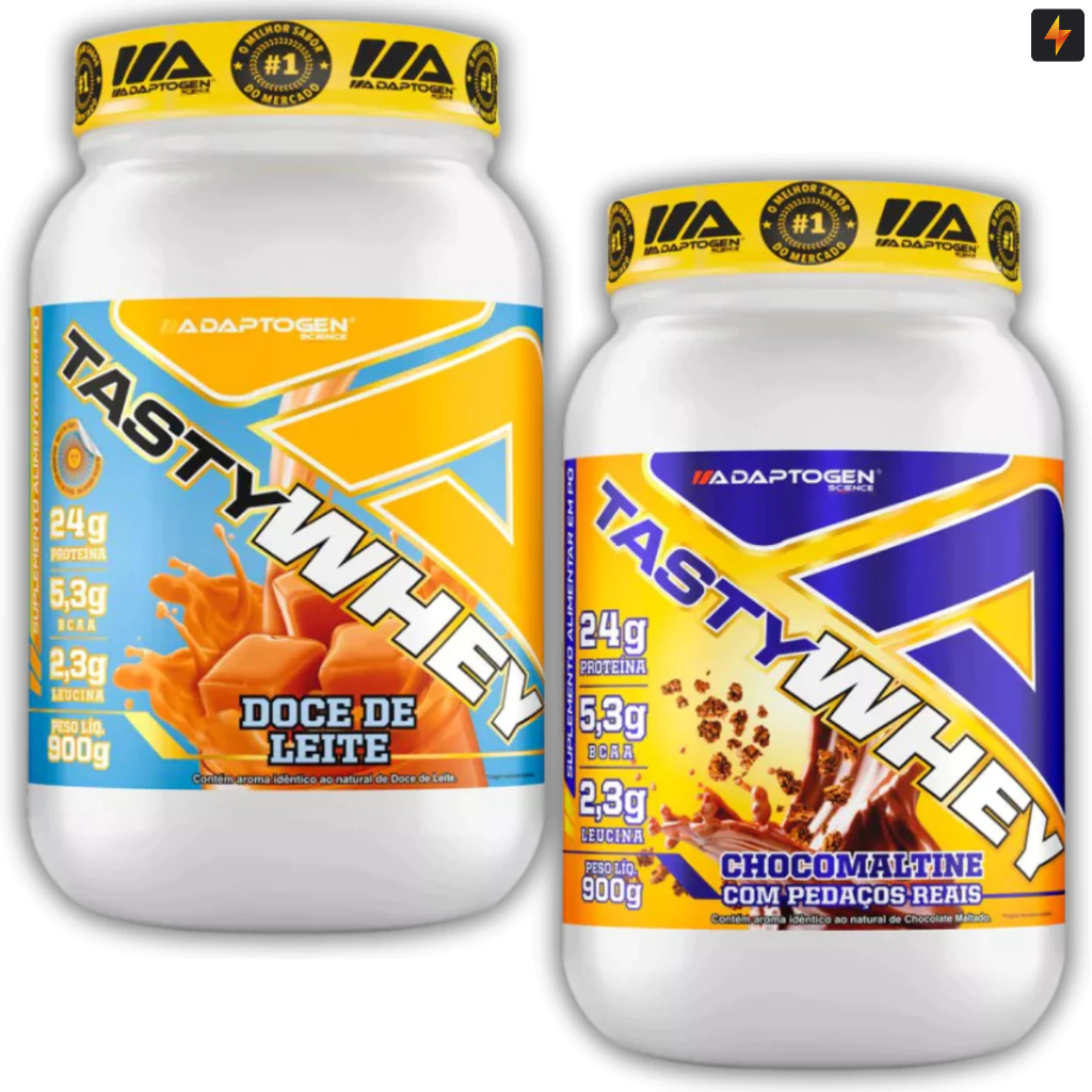 Kit 2x Tasty Whey Adaptogen 900g - Whey Protein 3w Proteína Concentrada Isolada Hidrolisada