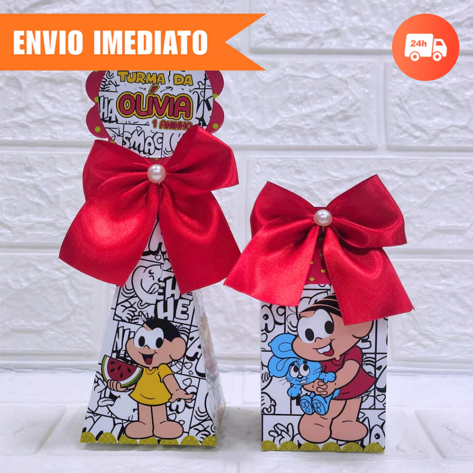 Kit Festa Milk e Pirâmide TURMA DA MÔNICA 2.0 Personalizada|Lembrancinha Caixinha PEGUE E MONTE