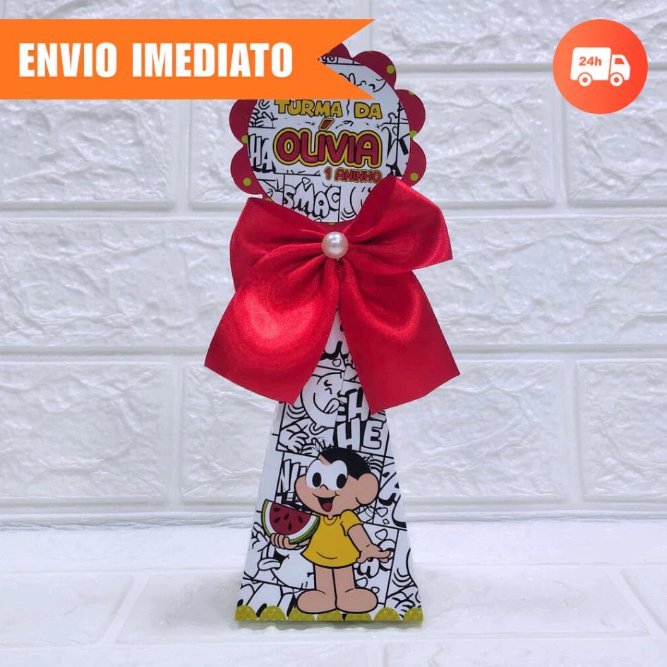 Kit Festa Caixa Pirâmide TURMA DA MÔNICA 2.0 Personalizada Lembrancinha Caixinha PEGUE E MONTE