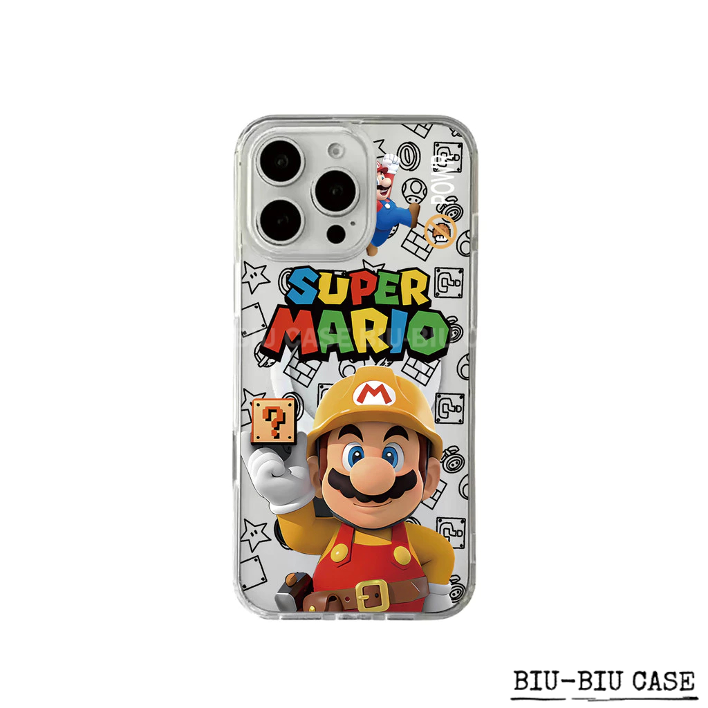 Capa Capinha Tpu Anti MagSafe Impacto Transparente Para IPhone XR 11 12 13 14 15 16 17 Pro Max Mario o Bloco
