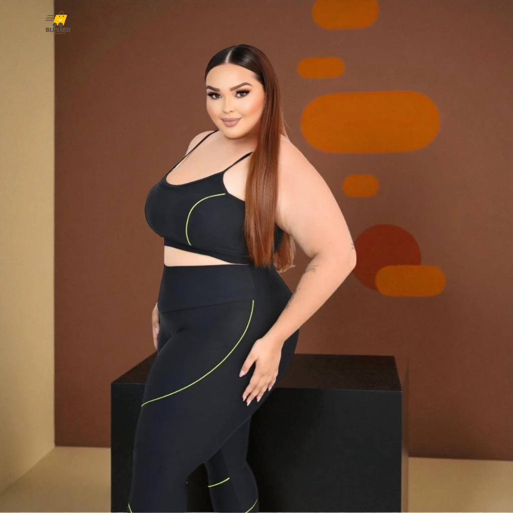 Conjunto Academia Feminino Plus Size Cintura Alta Sem Transparência Leve Confortável