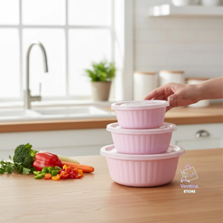 Kit 3 Bacias Plásticas Canelada com Tampa color Multiuso Cozinha Casa Armazenador em Oferta na Shopee