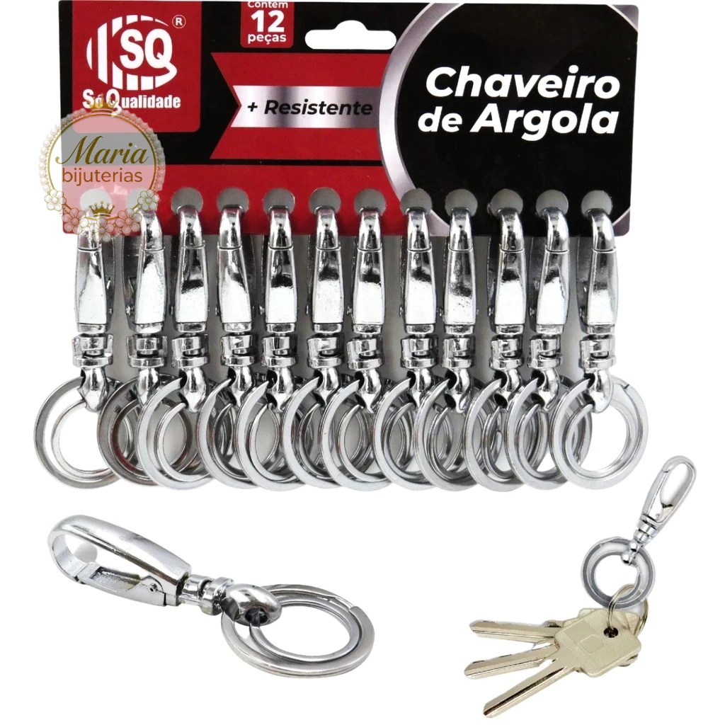 kit 3/6/12 Chaveiros de metal  Argola Dupla Resistente Organizador De Chaves Promoção