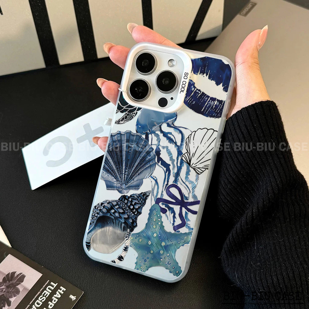 Capinha capa de Conchas e estrelas-do-mar personalizado para iPhone 17 11 12 13 15 14 16 Pro Max Xr Xs Max 7+ 8PLUS Case