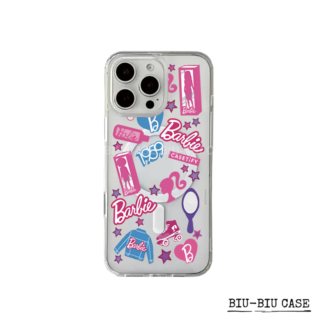 Capa Capinha Tpu Anti MagSafe Impacto Transparente Para IPhone XR 11 12 13 14 15 16 17 Pro Max Moda Barbie