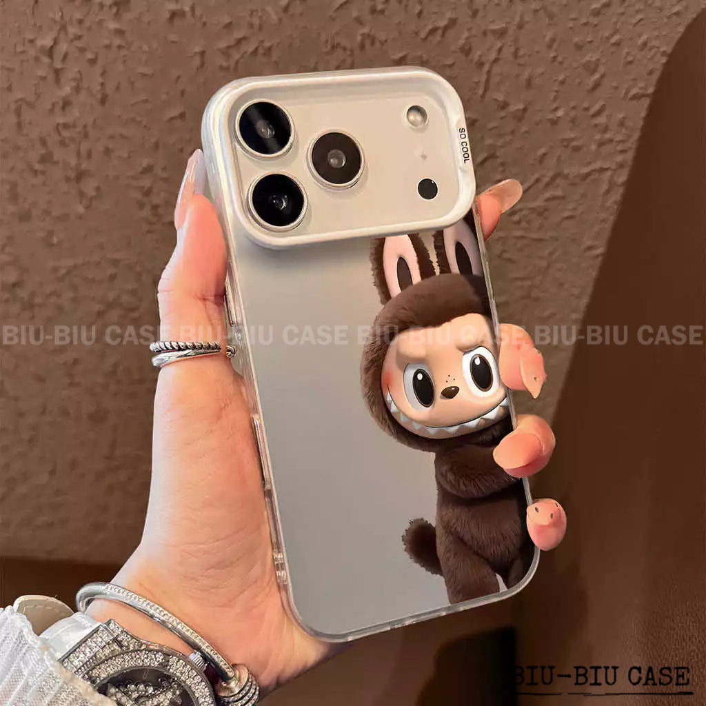 Capinha capa de Labubu subindo a esquina personalizado para iPhone 17 11 12 13 15 14 16 Pro Max Xr Xs Max 7+ 8 PLUS Case
