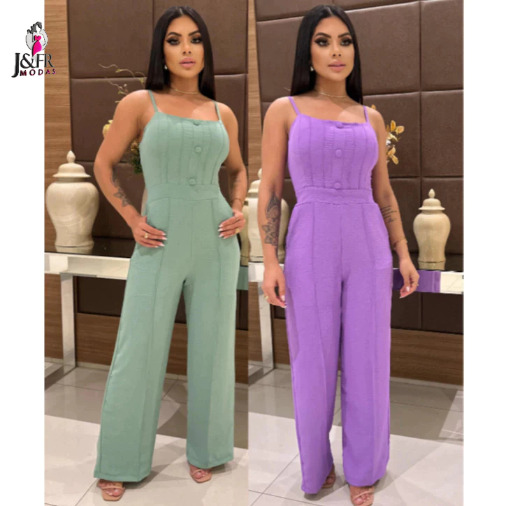 Macacão Femenino Longo Estiloso Bem Confortável [ veste 36/44 ]