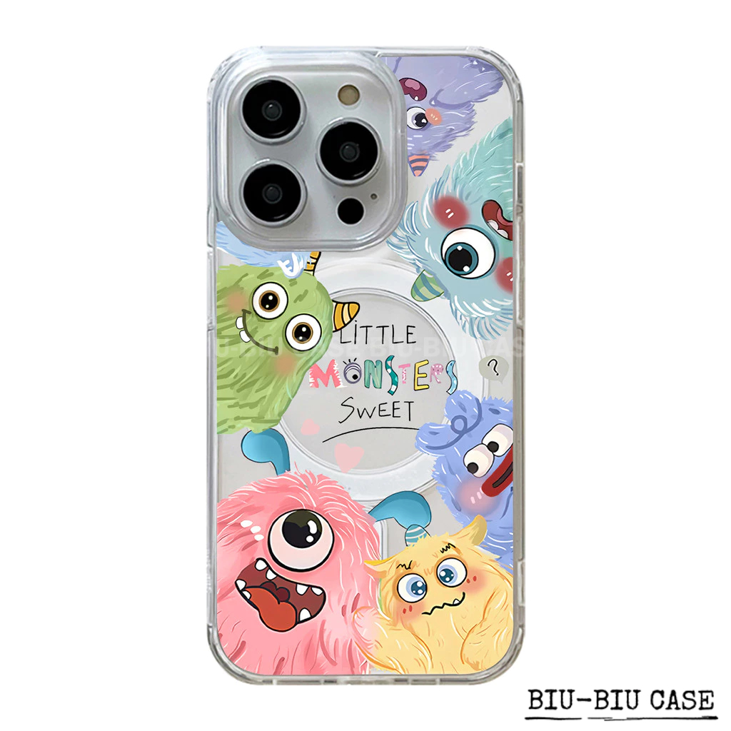 Capa Capinha Tpu Anti MagSafe Impacto Transparente Para IPhone XR 17 11 12 13 14 15 16 Pro Max Monstrinho fofo