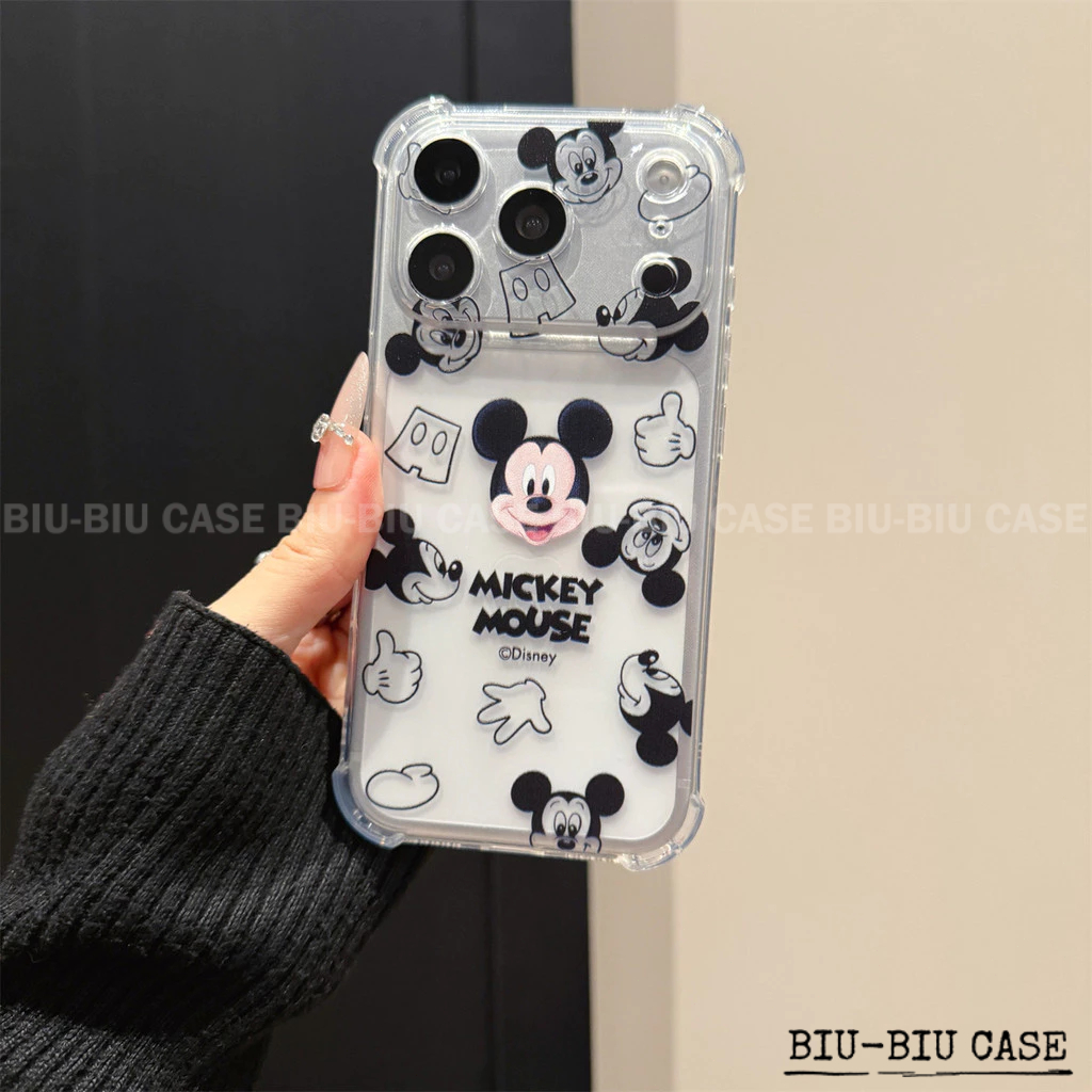 Capa para celular Mickey Mouse Preto adequada para iPhone 17 16 11 12 13 14 15 Pro Max Plus XR X XS TPU Capa Macia