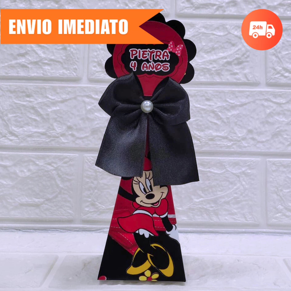 Kit Festa Caixa Pirâmide MINNIE 2.0 Personalizada Lembrancinha Caixinha Aniversário PEGUE E MONTE