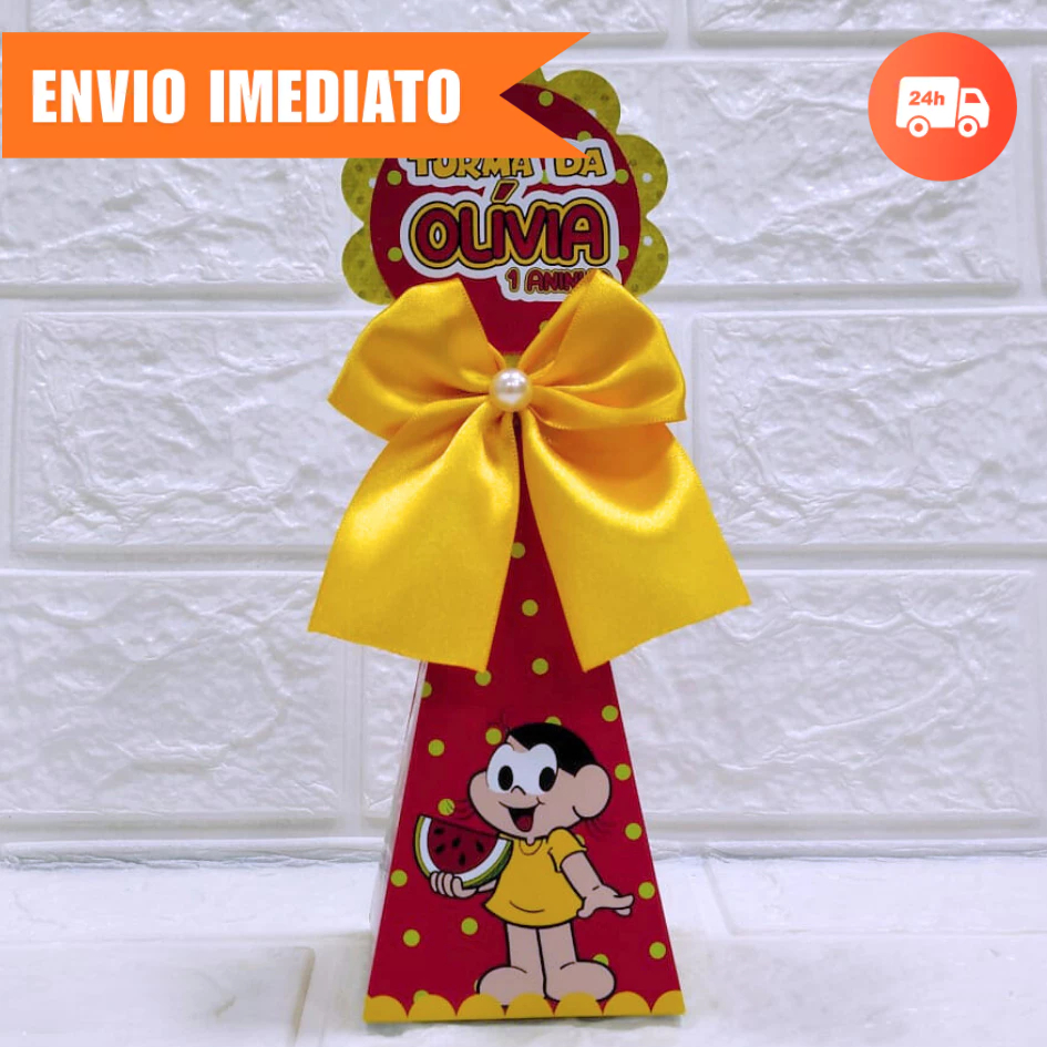 Kit Festa Caixa Pirâmide TURMA DA MÔNICA 1.0 Personalizada Lembrancinha Caixinha PEGUE E MONTE