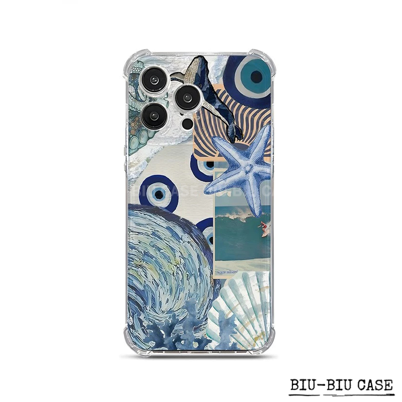Capa para celular estrela-do-mar baleia adequada para iPhone XR 17 16 11 12 13 14 15 Pro Max Plus XS TPU Anti Capa Macia