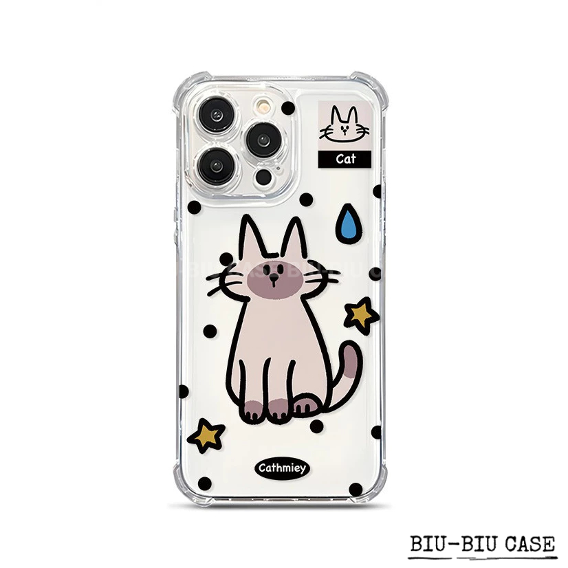Capa para celular Gatinho Estrela adequada para iPhone XR 17 16 11 12 13 14 15 Pro Max XS TPU Anti Capa Macia