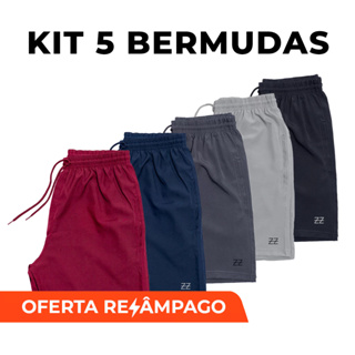 Kit 5 bermudas masculinas academia treino praia corrida shorts elástico premium dia a dia luzzoo em Oferta na Shopee