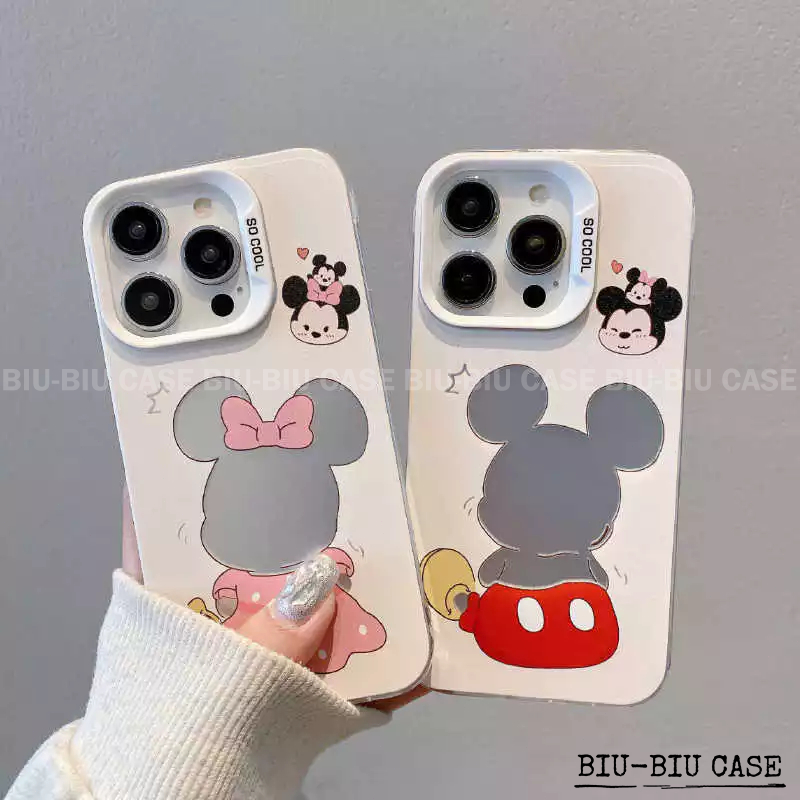 Capinha capa de Vista traseira do Mickey e da Minnie para iPhone 17 11 12 13 15 14 16 Pro Max Xr Xs Max 7+ 8 PLUS Case