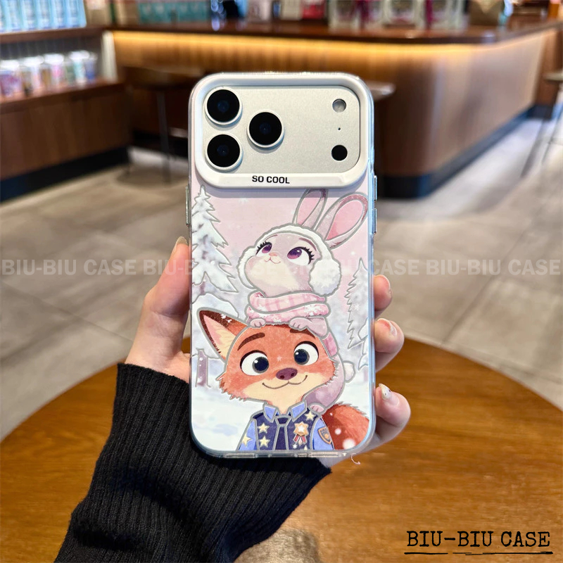 Capinha capa de Raposa e coelho para iPhone 17 11 12 13 15 14 16 Pro Max Xr Xs Max 7+ 8 PLUS Capa TPU choque