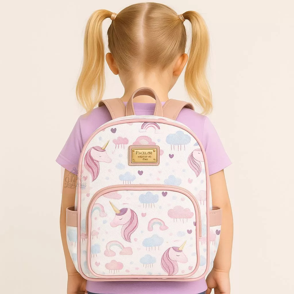 Mochila De Menina Infantil Escolar Unicórnio Grande Creche Maternal Passeio Leve Impermeável 2 a 8 anos