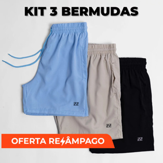 Kit 3 bermudas masculinas premium academia Luzzoo treino praia corrida shorts elástico tecido leve em Oferta na Shopee