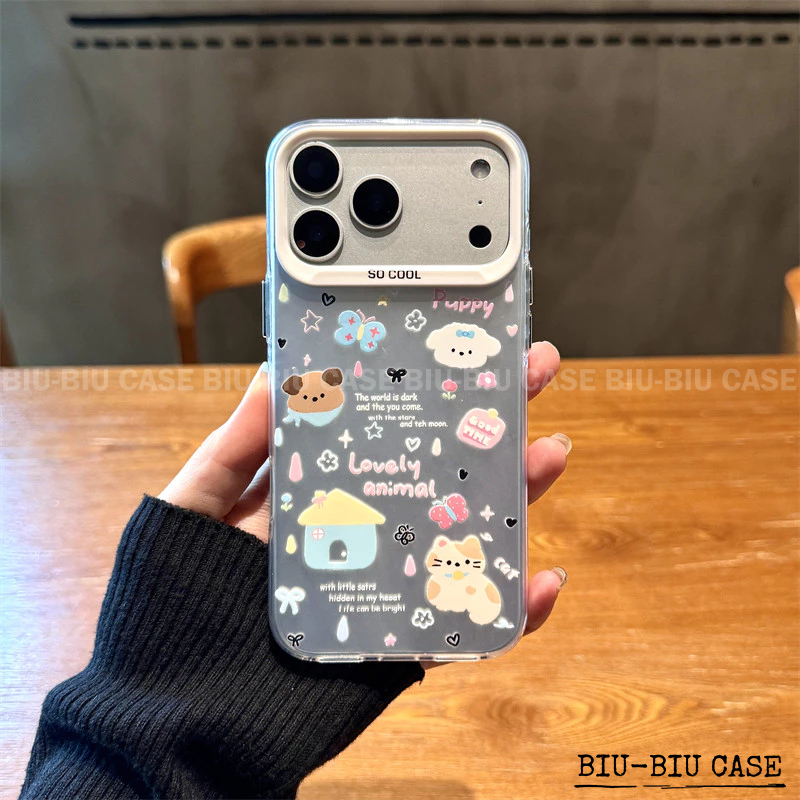 Capinha capa de Cachorrinho com Borboleta para iPhone 17 11 12 13 15 14 16 Pro Max Xr Xs Max 7+ 8 PLUS Capa TPU choque