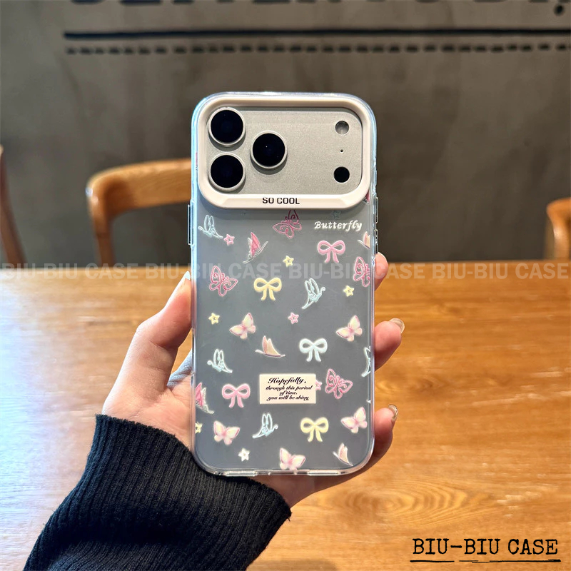 Capinha capa de Borboleta Fofa para iPhone 17 11 12 13 15 14 16 Pro Max Xr Xs Max 7+ 8 PLUS Capa TPU choque