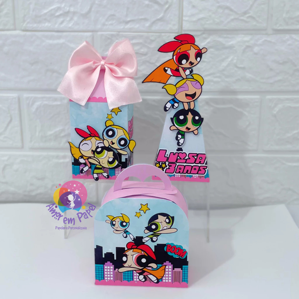 KIT Personalizados Festa Tema Meninas Super Poderosas Caixas-Lembrancinhas-Aniversario(PEGUE MONTE)