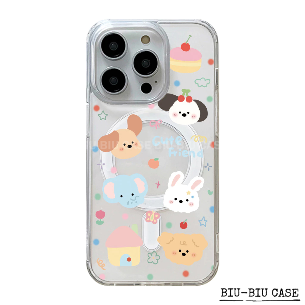 Capa Capinha Tpu Anti MagSafe Impacto Transparente Para IPhone XR 17 11 12 13 14 15 16 Pro Max Cachorrinho Fofo