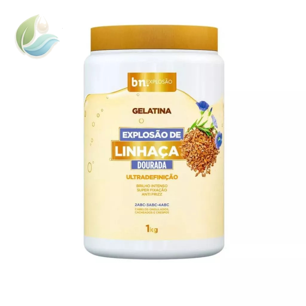 Gelatina Explosão de Linhaça Dourada 1kg  Creme de Pentear Beleza Natural
