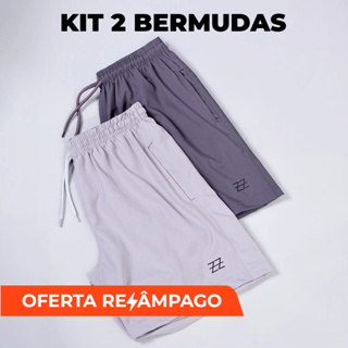 Kit 2 bermudas masculinas academia Luzzoo treino praia corrida shorts elástico tecido leve em Oferta na Shopee