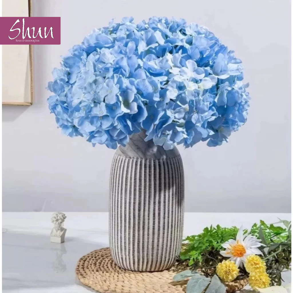 Buquê de Pompom Artificial Grande com 9 Flores Ideal para Decoração de Arranjos, Casa, Casamentos e Eventos - BY800578