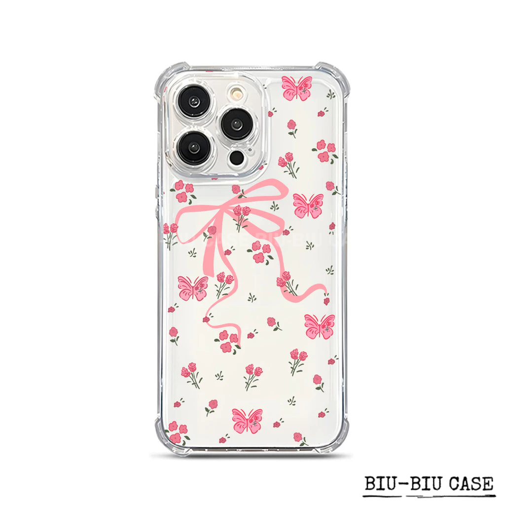 Capa para celular Flor com Laço adequada para iPhone XR 17 16 11 12 13 14 15 Pro Max XS TPU Anti Capa Macia