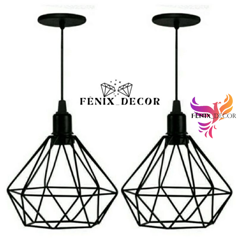 kit 2 Pendente Diamante Aramado Preto em Oferta na Shopee