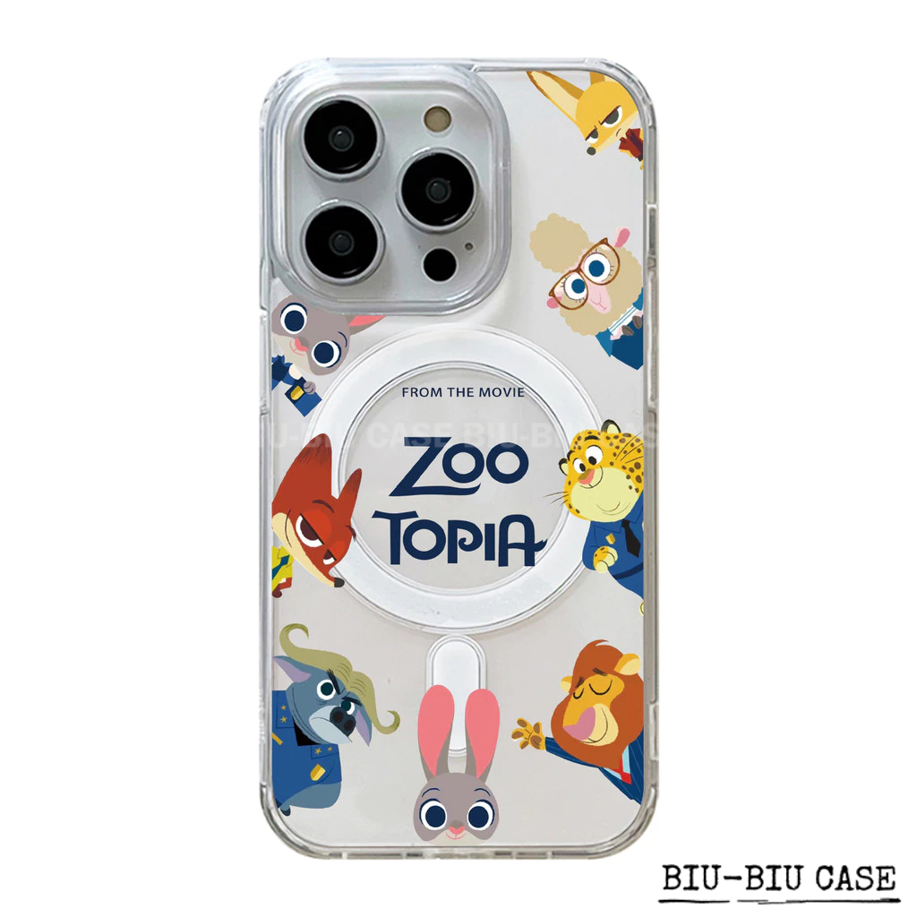 Capa Capinha Tpu Anti MagSafe Impacto Transparente Para IPhone XR 17 11 12 13 14 15 16 Pro Max Recinto de Zootopia