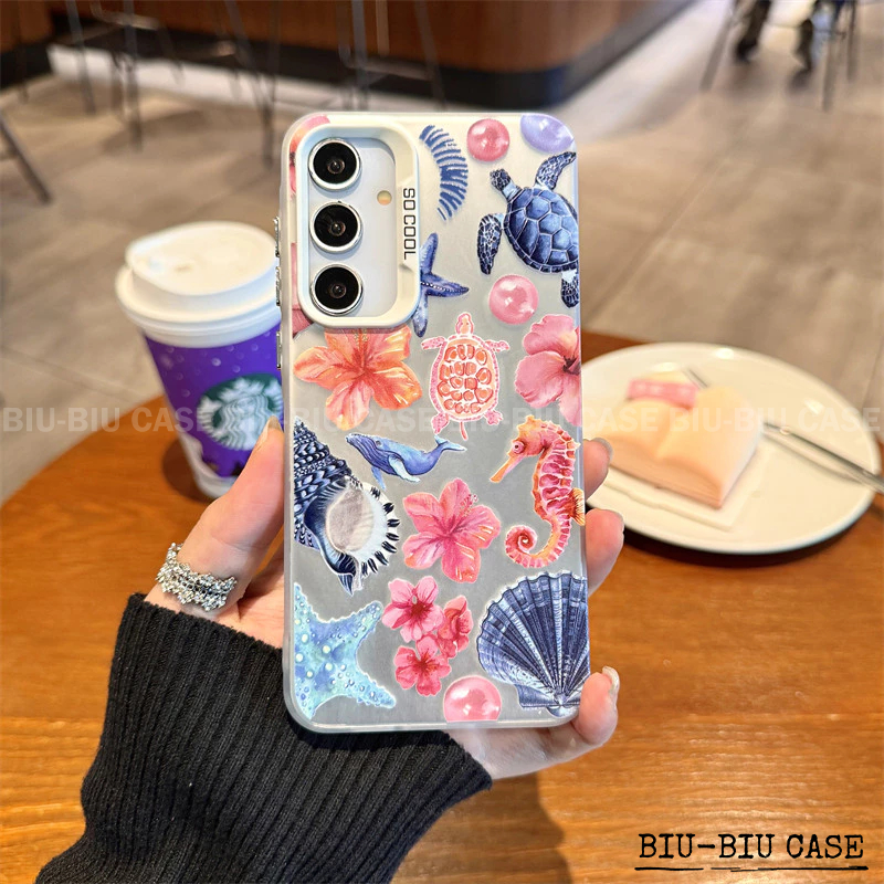 Capinha capa de Conchas e tartarugas marinhas para SAMSUNG GalaxyA55 A54 A35 A34 A25 A15 S24 S23 A55 S25 Capa TPU choque