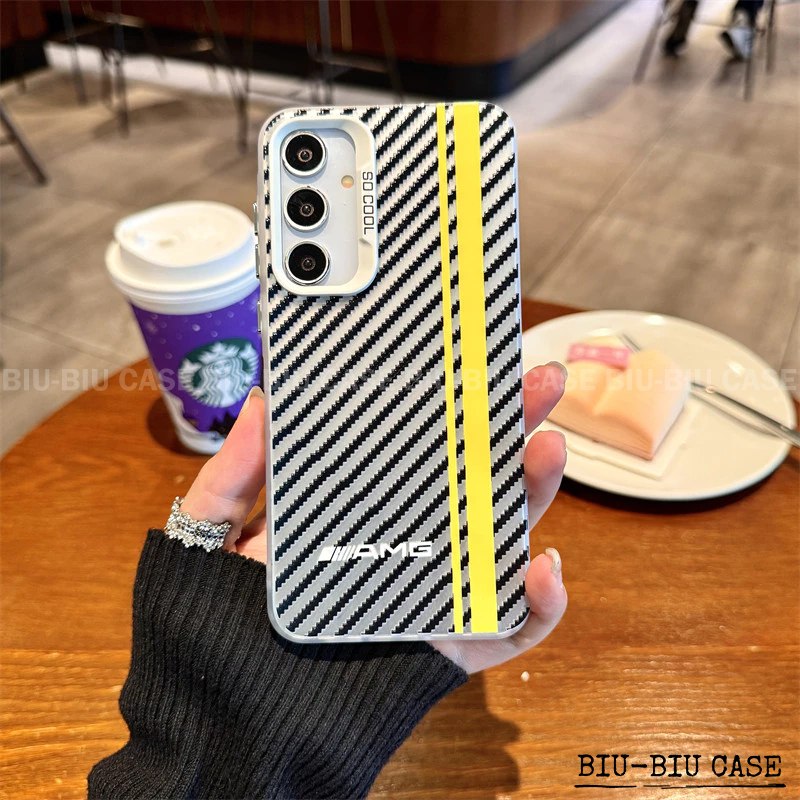 Capinha capa de Textura de fibra Mercedes para SAMSUNG Galaxy A55 A54 A35 A34 A25 A15 S24 S23 A55 S25 Capa TPU choque