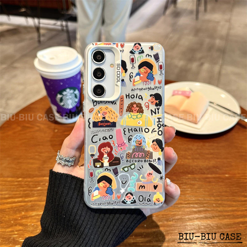 Capinha capa de Garota abstrata para SAMSUNG Galaxy A55 A54 A35 A34 A25 A15 S24 S23 A55 e S25 Capa TPU choque
