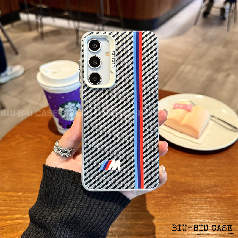 Capinha capa de Textura de fibra BMW para SAMSUNG Galaxy A55 A54 A35 A34 A25 A15 S24 S23 A55 e S25 Capa TPU choque