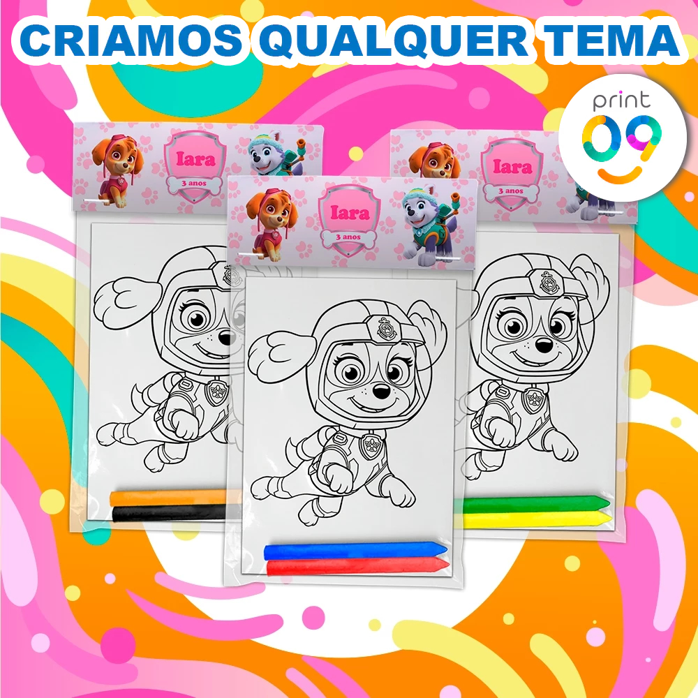Kit Colorir Festa Surpresa Aniversário Infantil Skye e Everest Ou Outros Temas em Oferta na Shopee