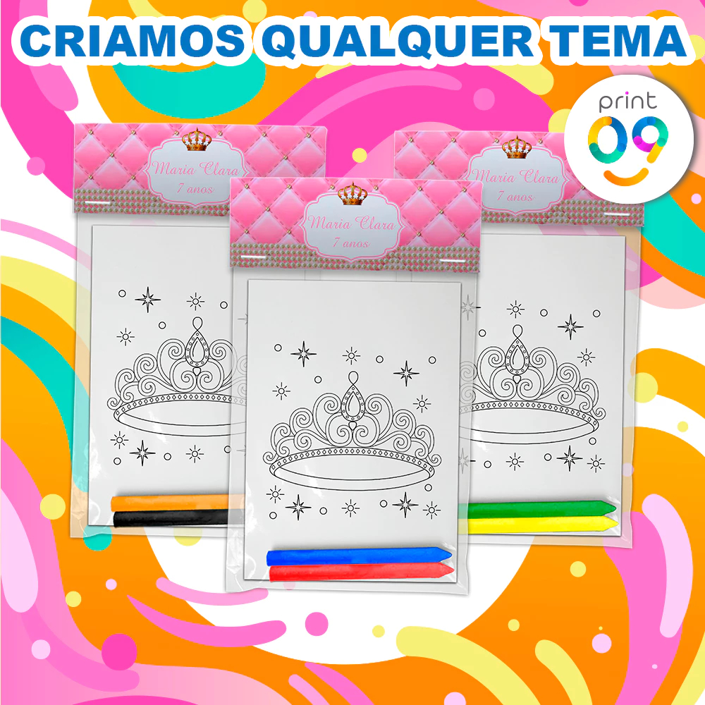 Kit Colorir Festa Surpresa Aniversário Infantil Realeza Menina Ou Outros Temas em Oferta na Shopee