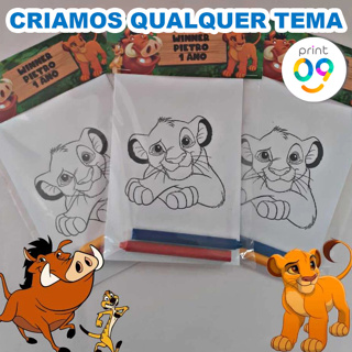 Kit Colorir Festa Surpresa Aniversário Infantil Rei Leão Ou Outros Temas em Oferta na Shopee