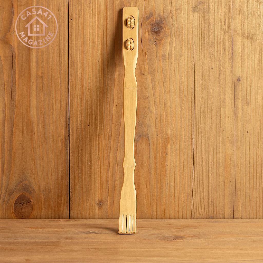Massageador e Coçador de Bambu Para Costas 46cm | Coçador Longo Ecológico Natural Relaxante
