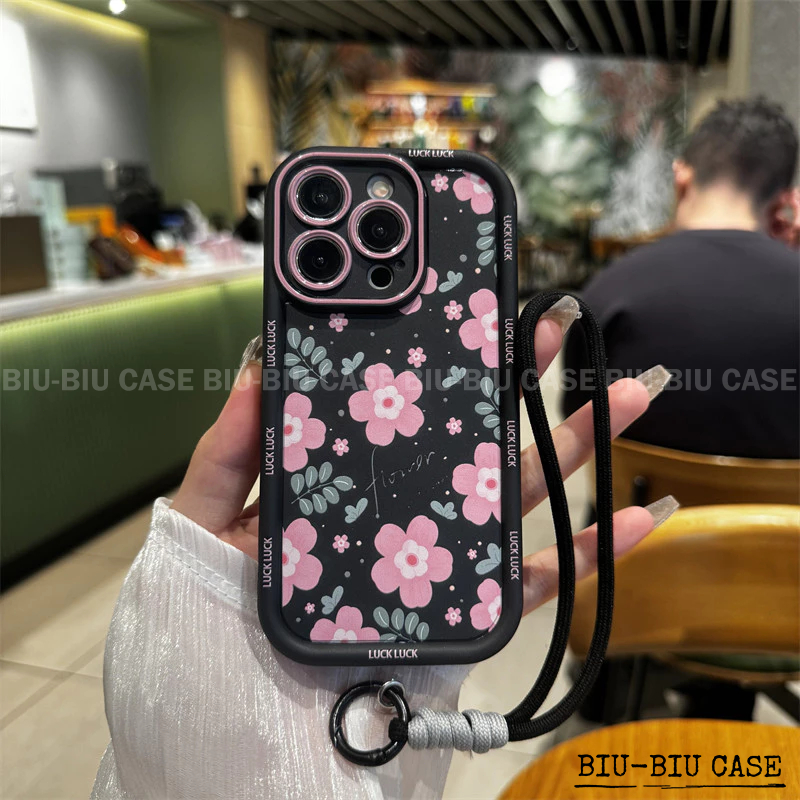 Capinha TPU Macia Black Capa De flores de macieira-brava para iPhone XR 17 11 12 13 15 14 16 PRO MAX 7+ 8PLUS