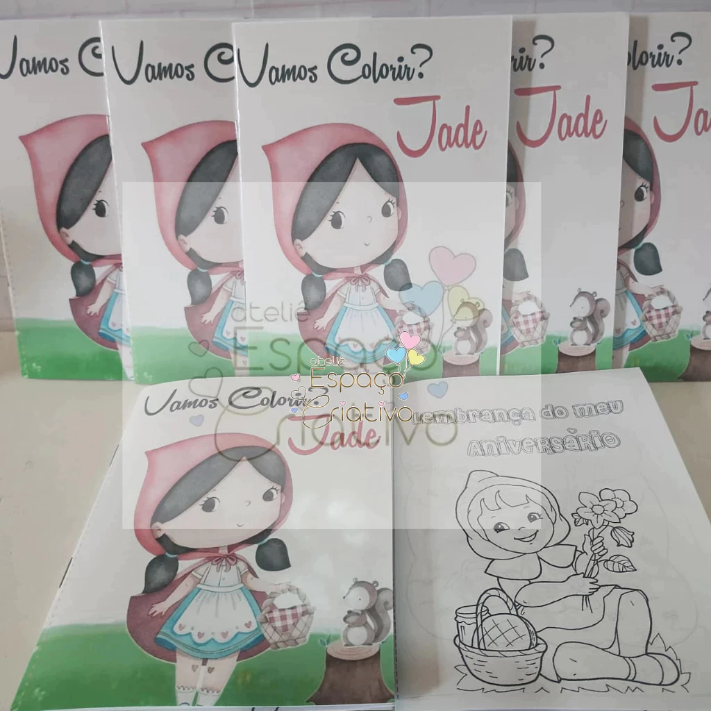 Lembrancinha de Aniversário Chapeuzinho Vermelho Livrinhos para Colorir Infantil Personalizado COD1