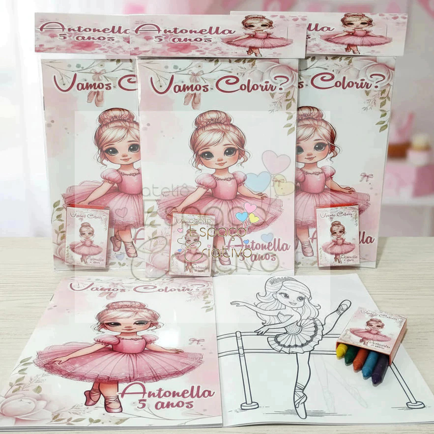 Lembrancinha Personalizada Bailarina Revistinha Para Colorir De Aniversário Festa (10 unidades)