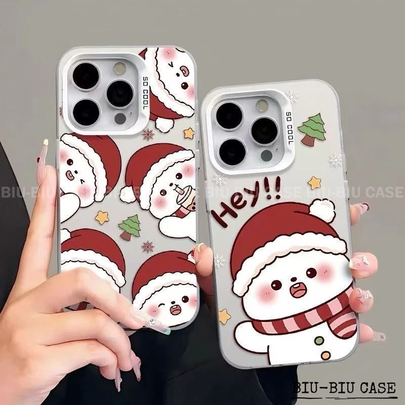 Capinha capa de Boneco de neve natalino fofo para iPhone 17 11 12 13 15 14 16 Pro Max Xr Xs Max 7+ 8+ Capa TPU choque