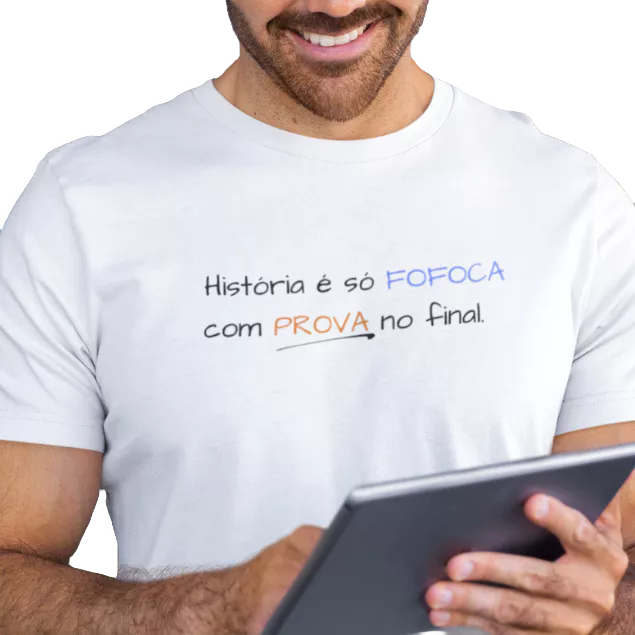 PROFESSOR HISTÓRIA É FOFOCA – CAMISETA UNISSEX 100% ALGODÃO PENTEADO | ENVIO IMEDIATO | LA KOLIBRO
