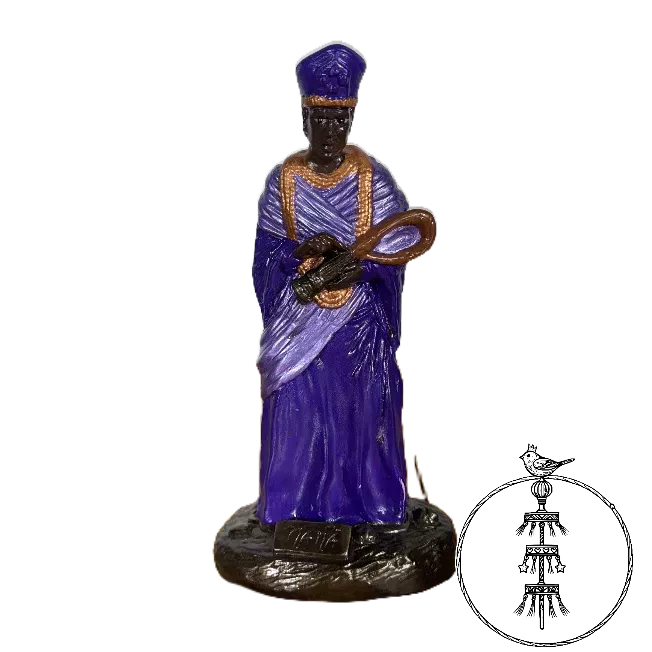 Nanã Buruquê 21cm Estátua Gesso Anciã Imagem Nanã com Ibiri Umbanda Candomblé