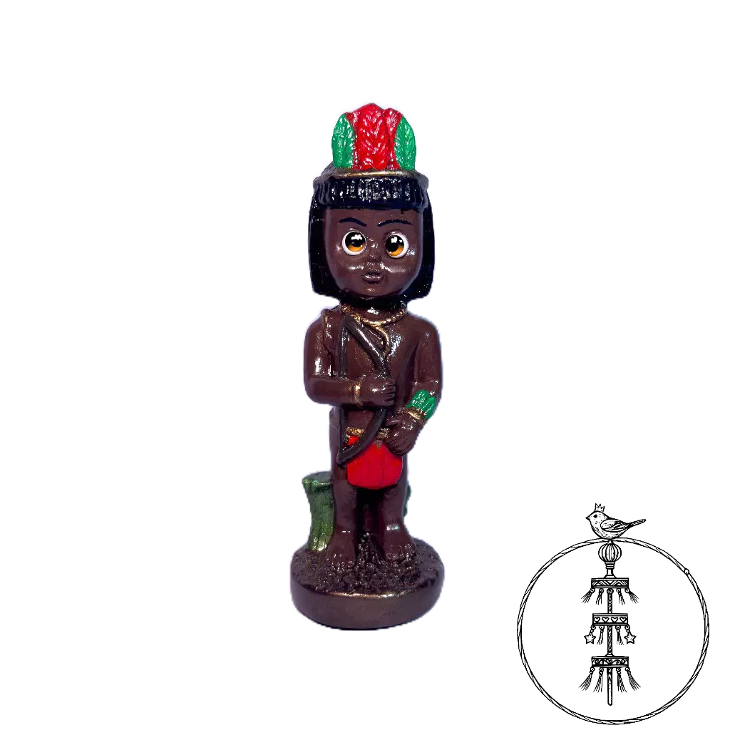 Oxóssi Menino Imagem 15cm Mini Estátua Gesso Oxóssi Infantil Orixá Umbanda Candomblé